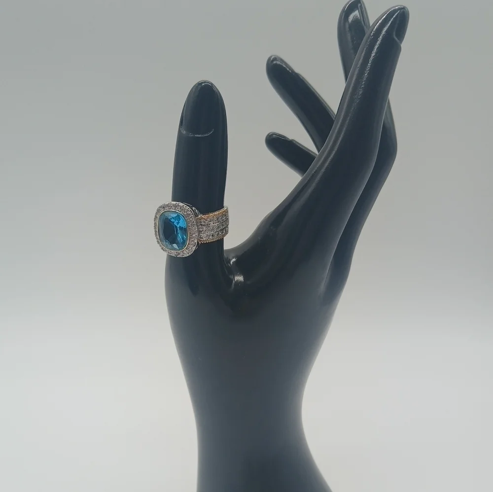 Luxurious Two-Tone 925 Silver Plated Chunky Band Ring - Elegant Court Style​​​